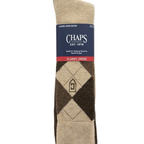 Chaps Classic Dress Argyle Crew Socks 3-Pair Pack - Picture 3 of 5